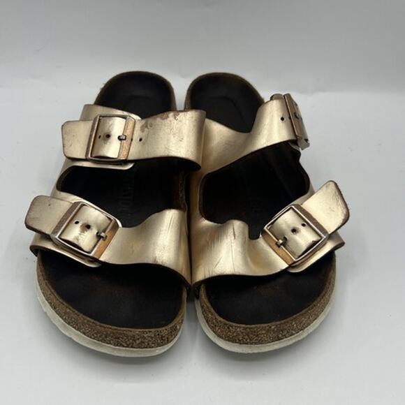 Birkenstock Arizona Rose Gold Womens Size 41 Us 9.5 Leather Soft Footbed Sandal - Picture 3 of 13